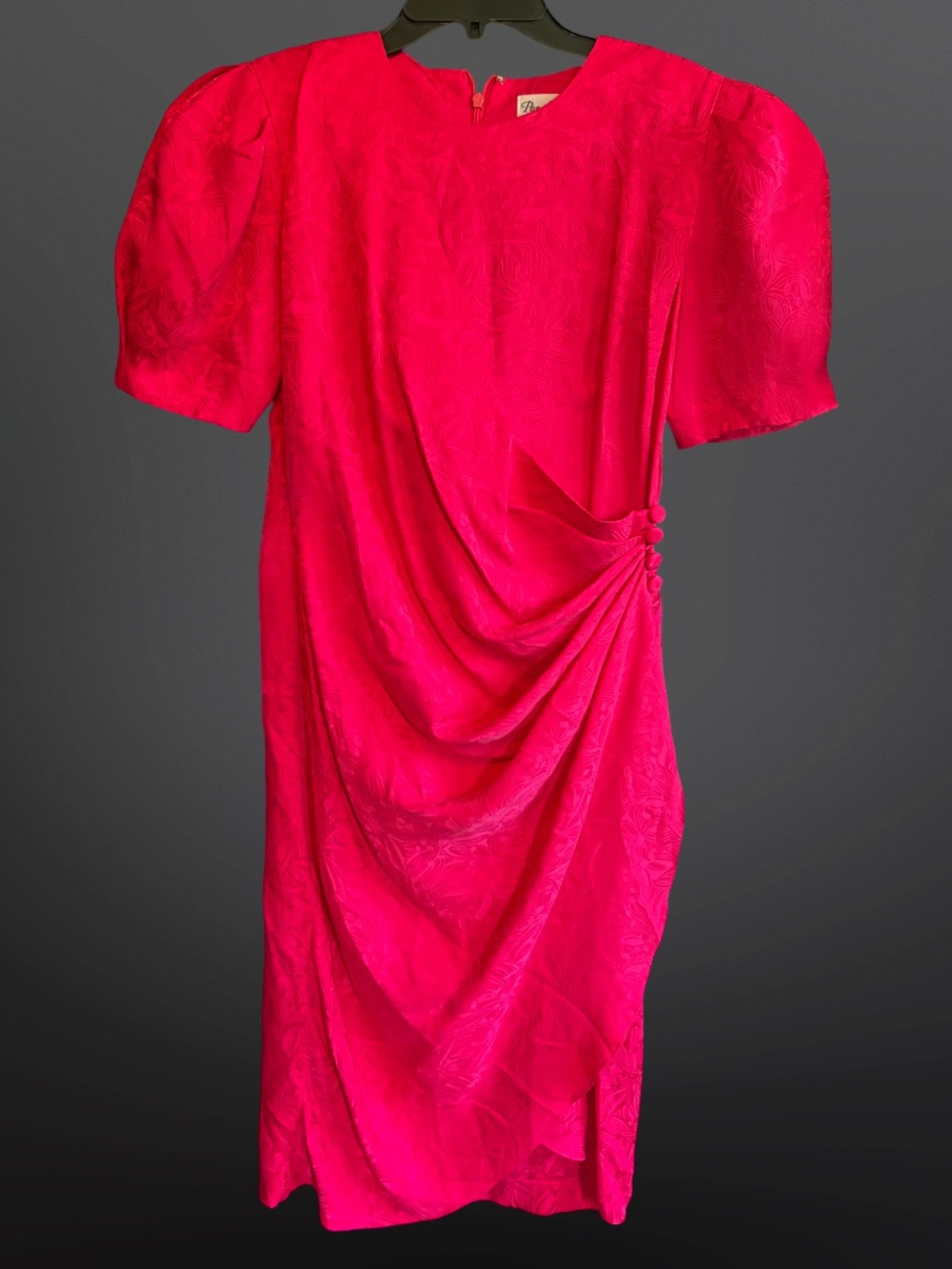 Vintage Papell Petites 80’s 90’s Draped Fuschia Midi Dress